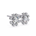 14K White Gold IGI Certified Round Diamond Flower Earrings, D-E Color, VVS/VS Clarity
