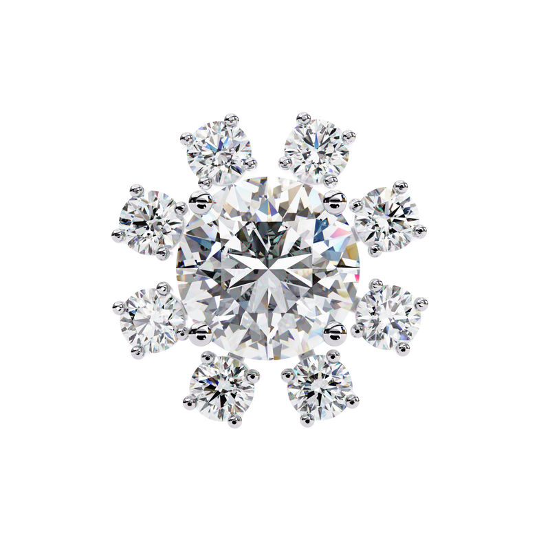14K White Gold IGI Certified Round Diamond Flower Earrings, D-E Color, VVS/VS Clarity