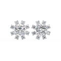 14K White Gold IGI Certified Round Diamond Flower Earrings, D-E Color, VVS/VS Clarity