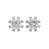 14K White Gold IGI Certified Round Diamond Flower Earrings, D-E Color, VVS/VS Clarity