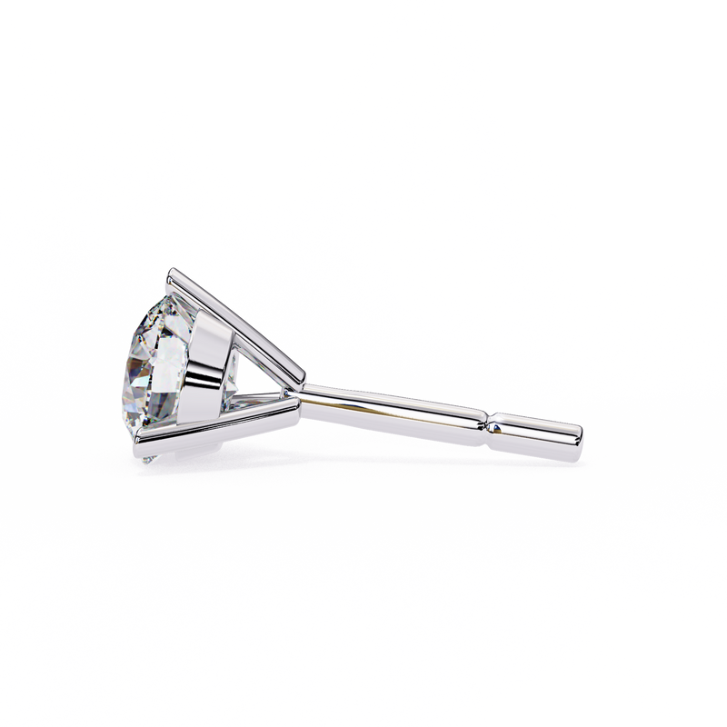 14K White Gold IGI Certified Round Solitaire Stud Earrings, 3 Prong, D-E Color, VVS/VS Clarity