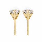 14K White Gold IGI Certified Round Solitaire Stud Earrings, 3 Prong, D-E Color, VVS/VS Clarity