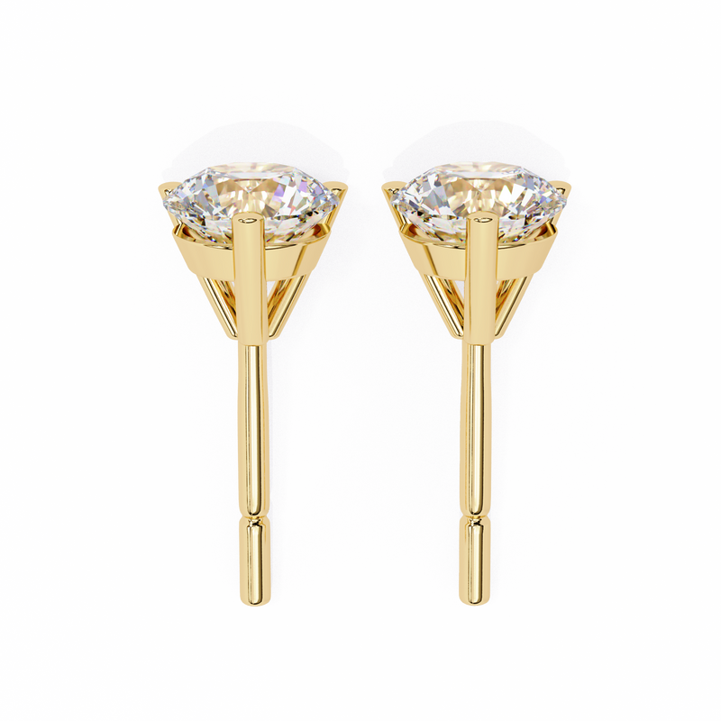 14K White Gold IGI Certified Round Solitaire Stud Earrings, 3 Prong, D-E Color, VVS/VS Clarity