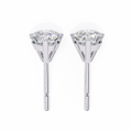 14K White Gold IGI Certified Round Solitaire Stud Earrings, 3 Prong, D-E Color, VVS/VS Clarity