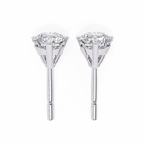 14K White Gold IGI Certified Round Solitaire Stud Earrings, 3 Prong, D-E Color, VVS/VS Clarity
