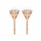 14K White Gold IGI Certified Round Solitaire Stud Earrings, 3 Prong, D-E Color, VVS/VS Clarity