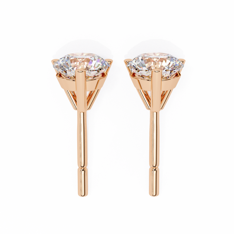 14K White Gold IGI Certified Round Solitaire Stud Earrings, 3 Prong, D-E Color, VVS/VS Clarity