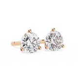 14K White Gold IGI Certified Round Solitaire Stud Earrings, 3 Prong, D-E Color, VVS/VS Clarity