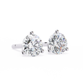 14K White Gold IGI Certified Round Solitaire Stud Earrings, 3 Prong, D-E Color, VVS/VS Clarity