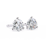 14K White Gold IGI Certified Round Solitaire Stud Earrings, 3 Prong, D-E Color, VVS/VS Clarity