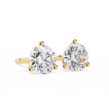 14K White Gold IGI Certified Round Solitaire Stud Earrings, 3 Prong, D-E Color, VVS/VS Clarity