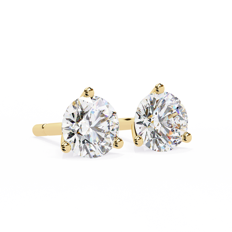 14K White Gold IGI Certified Round Solitaire Stud Earrings, 3 Prong, D-E Color, VVS/VS Clarity
