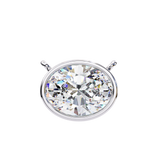 14K White Gold IGI Certified Oval Diamond Solitaire Pendant – D-E Color, VVS–VS Clarity, Rabbit Ear Bail