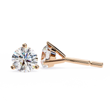 14K White Gold IGI Certified Round Solitaire Stud Earrings, 3 Prong, D-E Color, VVS/VS Clarity