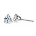 14K White Gold IGI Certified Round Solitaire Stud Earrings, 3 Prong, D-E Color, VVS/VS Clarity