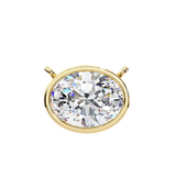14K White Gold IGI Certified Oval Diamond Solitaire Pendant – D-E Color, VVS–VS Clarity, Rabbit Ear Bail