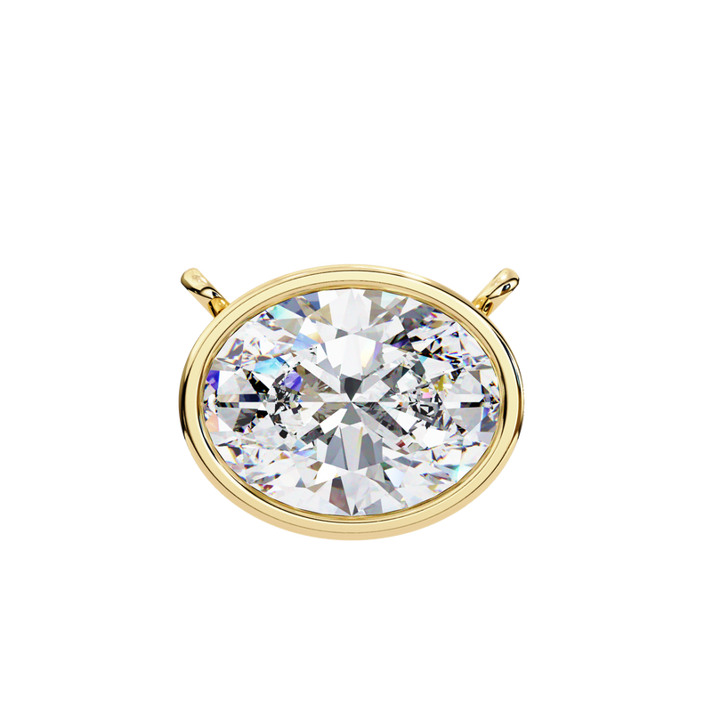 14K White Gold IGI Certified Oval Diamond Solitaire Pendant – D-E Color, VVS–VS Clarity, Rabbit Ear Bail
