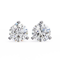 14K White Gold IGI Certified Round Solitaire Stud Earrings, 3 Prong, D-E Color, VVS/VS Clarity