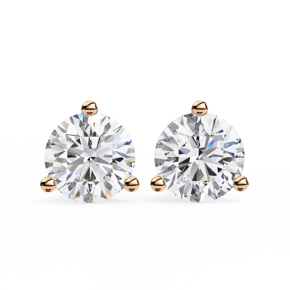 14K White Gold IGI Certified Round Solitaire Stud Earrings, 3 Prong, D-E Color, VVS/VS Clarity