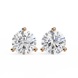 14K White Gold IGI Certified Round Solitaire Stud Earrings, 3 Prong, D-E Color, VVS/VS Clarity