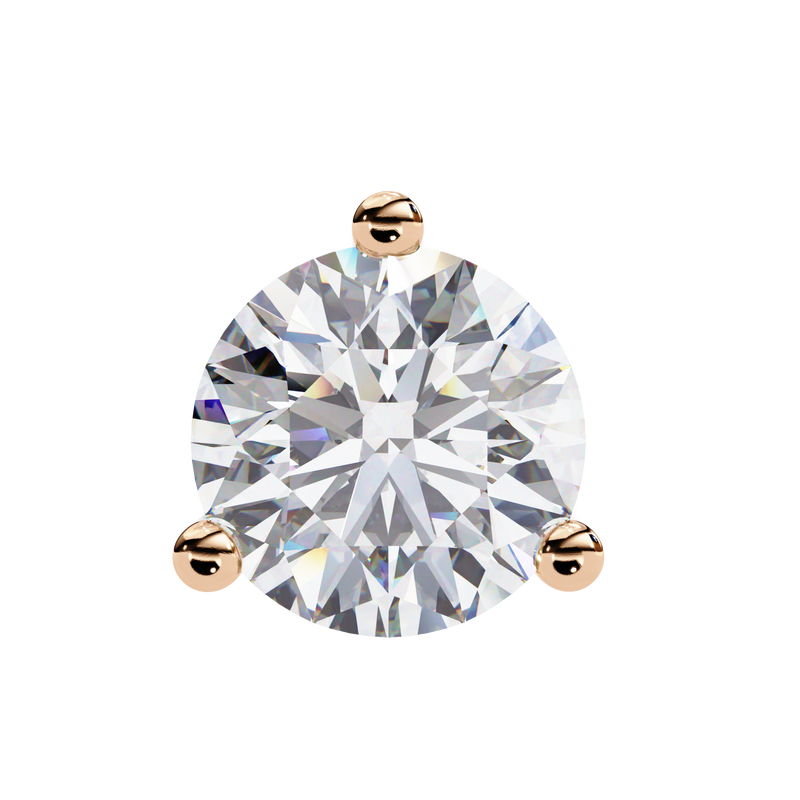 14K White Gold IGI Certified Round Solitaire Stud Earrings, 3 Prong, D-E Color, VVS/VS Clarity