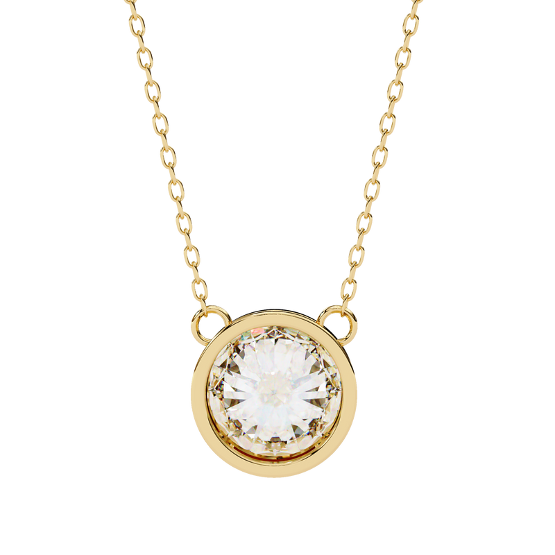 14K White Gold IGI Certified Round Diamond Solitaire Pendant – D-E Color, VVS–VS Clarity, Rabbit Ear Bail