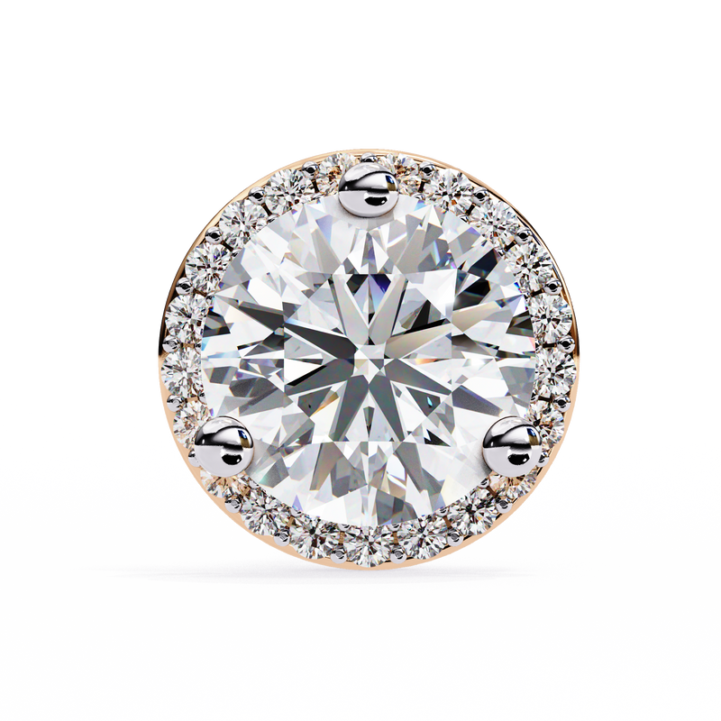 14K White Gold IGI Certified Round Diamond Halo Earrings, D-E Color, VVS/VS Clarity