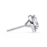 14K White Gold IGI Certified Round Diamond Halo Earrings, D-E Color, VVS/VS Clarity