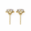 14K White Gold IGI Certified Round Diamond Halo Earrings, D-E Color, VVS/VS Clarity