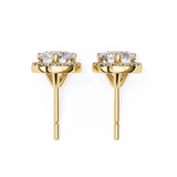 14K White Gold IGI Certified Round Diamond Halo Earrings, D-E Color, VVS/VS Clarity