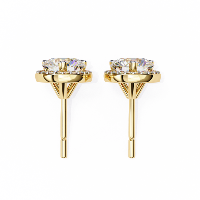 14K White Gold IGI Certified Round Diamond Halo Earrings, D-E Color, VVS/VS Clarity