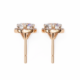 14K White Gold IGI Certified Round Diamond Halo Earrings, D-E Color, VVS/VS Clarity
