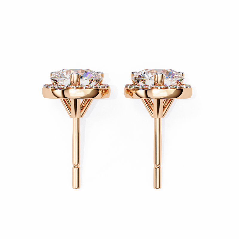 14K White Gold IGI Certified Round Diamond Halo Earrings, D-E Color, VVS/VS Clarity