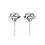 14K White Gold IGI Certified Round Diamond Halo Earrings, D-E Color, VVS/VS Clarity