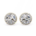 14K White Gold IGI Certified Round Diamond Halo Earrings, D-E Color, VVS/VS Clarity