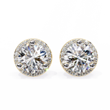 14K White Gold IGI Certified Round Diamond Halo Earrings, D-E Color, VVS/VS Clarity