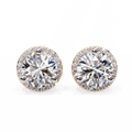14K White Gold IGI Certified Round Diamond Halo Earrings, D-E Color, VVS/VS Clarity