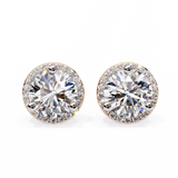14K White Gold IGI Certified Round Diamond Halo Earrings, D-E Color, VVS/VS Clarity
