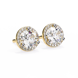 14K White Gold IGI Certified Round Diamond Halo Earrings, D-E Color, VVS/VS Clarity