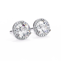 14K White Gold IGI Certified Round Diamond Halo Earrings, D-E Color, VVS/VS Clarity