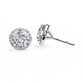 14K White Gold IGI Certified Round Diamond Halo Earrings, D-E Color, VVS/VS Clarity