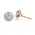 14K White Gold IGI Certified Round Diamond Halo Earrings, D-E Color, VVS/VS Clarity