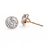 14K White Gold IGI Certified Round Diamond Halo Earrings, D-E Color, VVS/VS Clarity