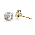 14K White Gold IGI Certified Round Diamond Halo Earrings, D-E Color, VVS/VS Clarity