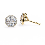 14K White Gold IGI Certified Round Diamond Halo Earrings, D-E Color, VVS/VS Clarity