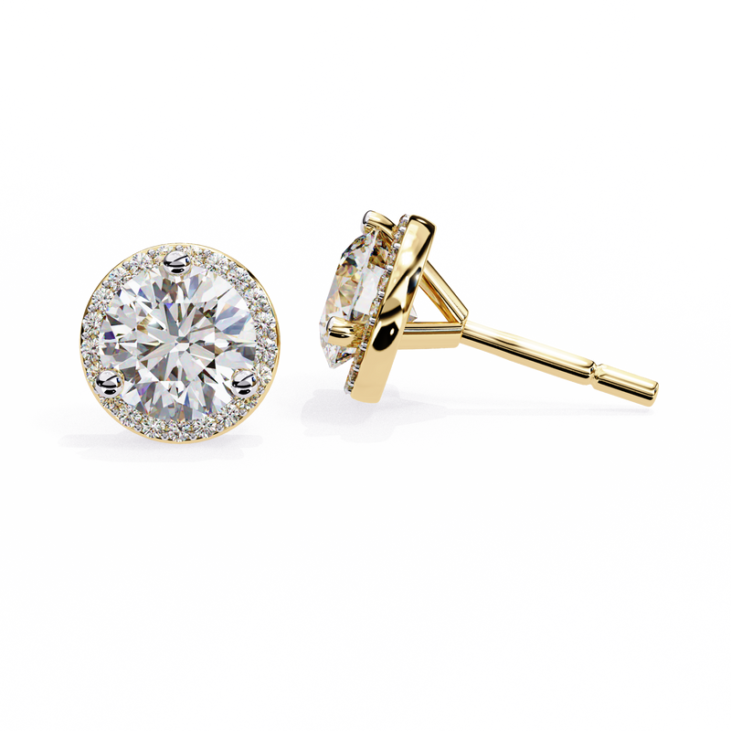 14K White Gold IGI Certified Round Diamond Halo Earrings, D-E Color, VVS/VS Clarity