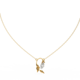 14K White Gold IGI Certified Marquise Diamond Twig Pendant – D-E Color, VVS–VS Clarity, Rabbit Ear Bail