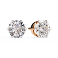 14K White Gold IGI Certified Round Solitaire Stud Earrings, 6 Prong, D-E Color, VVS/VS Clarity