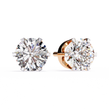 14K White Gold IGI Certified Round Solitaire Stud Earrings, 6 Prong, D-E Color, VVS/VS Clarity