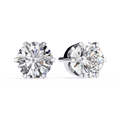 14K White Gold IGI Certified Round Solitaire Stud Earrings, 6 Prong, D-E Color, VVS/VS Clarity